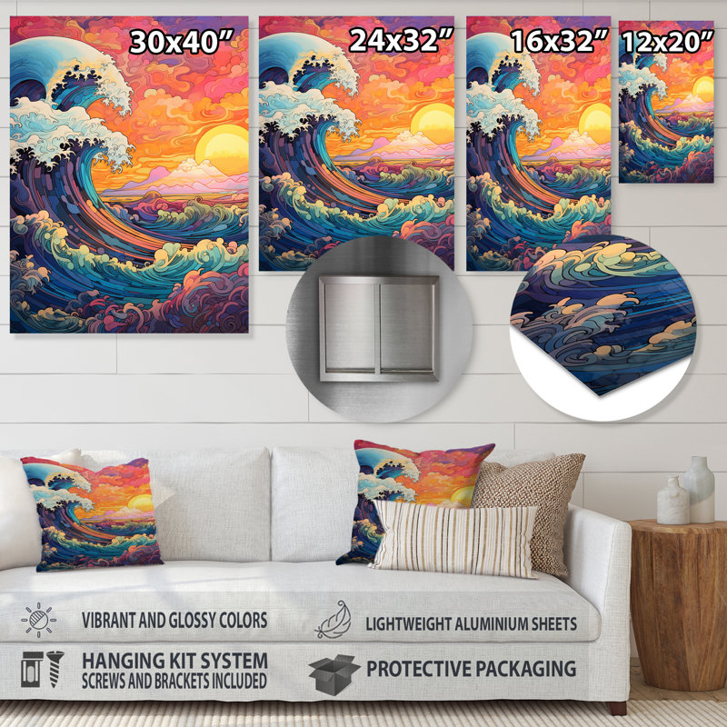 Beachcrest Home™ Japanese Sunset Waves Of Kanagawa 2 - Japan Art Metal Wall Art | Wayfair Beachcrest Home™ Japanese Sunset Waves Of Kanagawa 2 - Japan Art Metal Wall Art | Wayfair